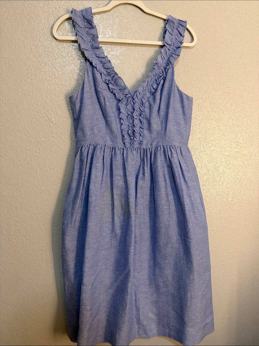 Blue Ruffle V-Neck Sundress